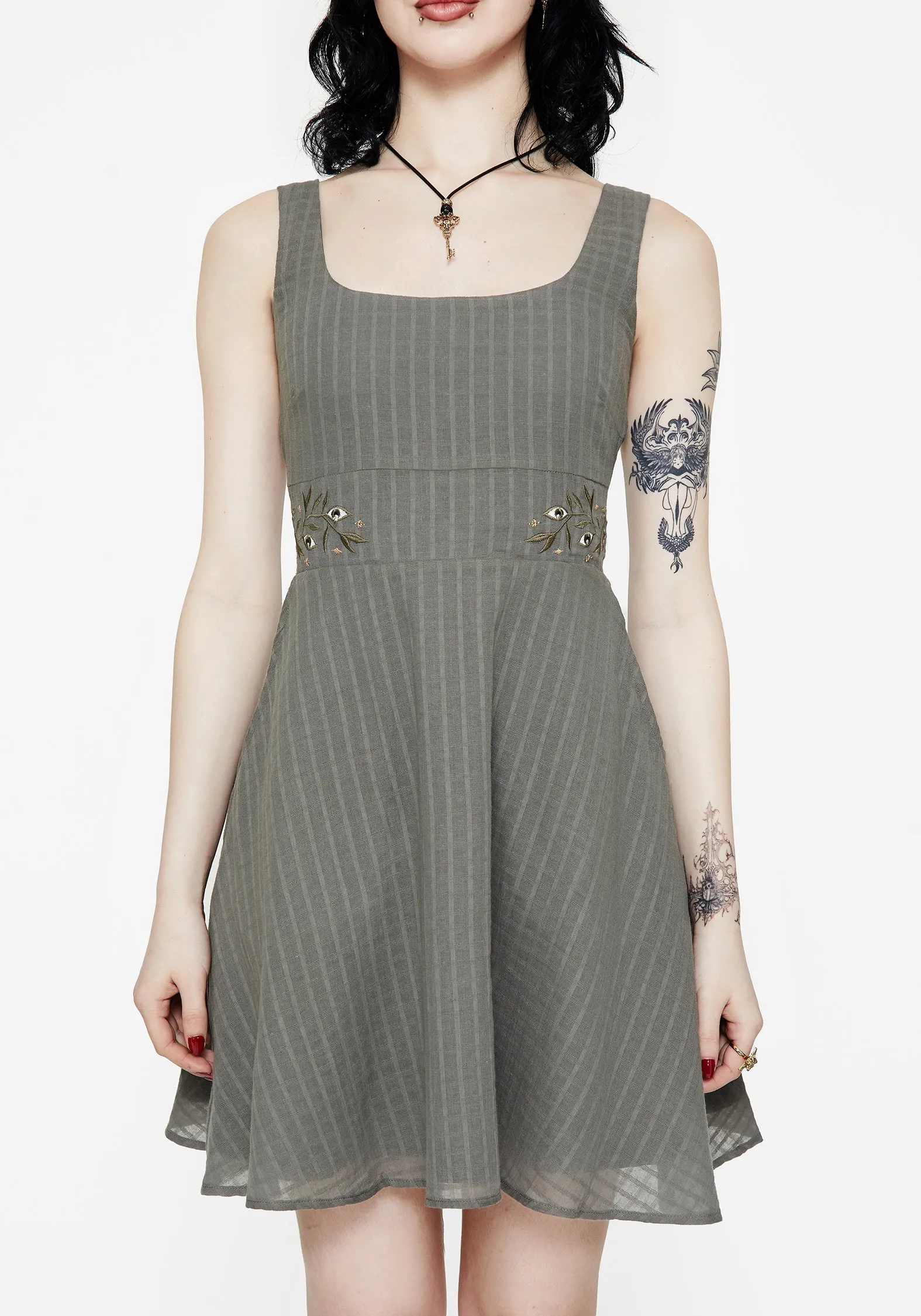 Koax Cotton Embroidered Pinafore Mini Dress Sleek Vibe Polished Layer