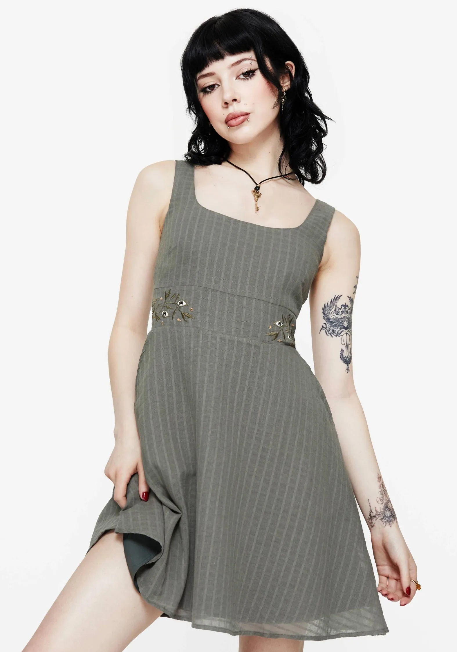 Koax Cotton Embroidered Pinafore Mini Dress Casual Feel Hot Now
