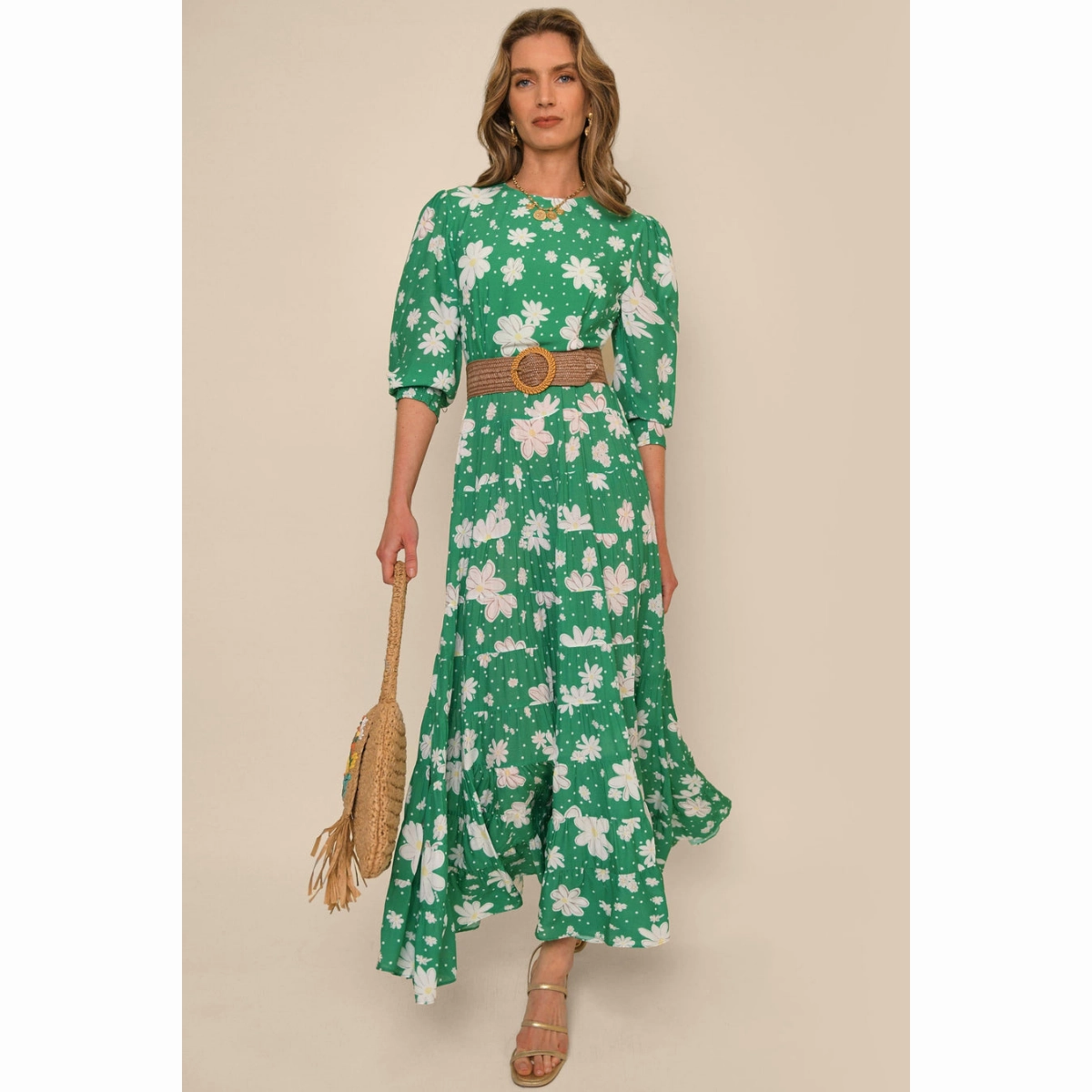 Kristen Dress Green Daisy Dream Monochrome Mood skin friendly