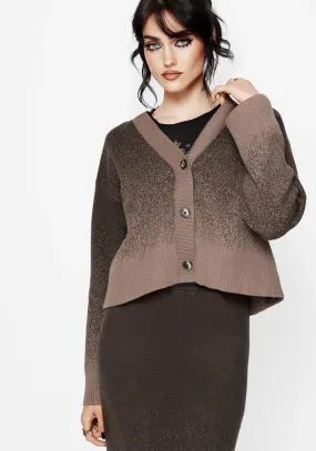 Nightjar Ombre Knit Cardigan - Taupe Scoop neck Easy Care