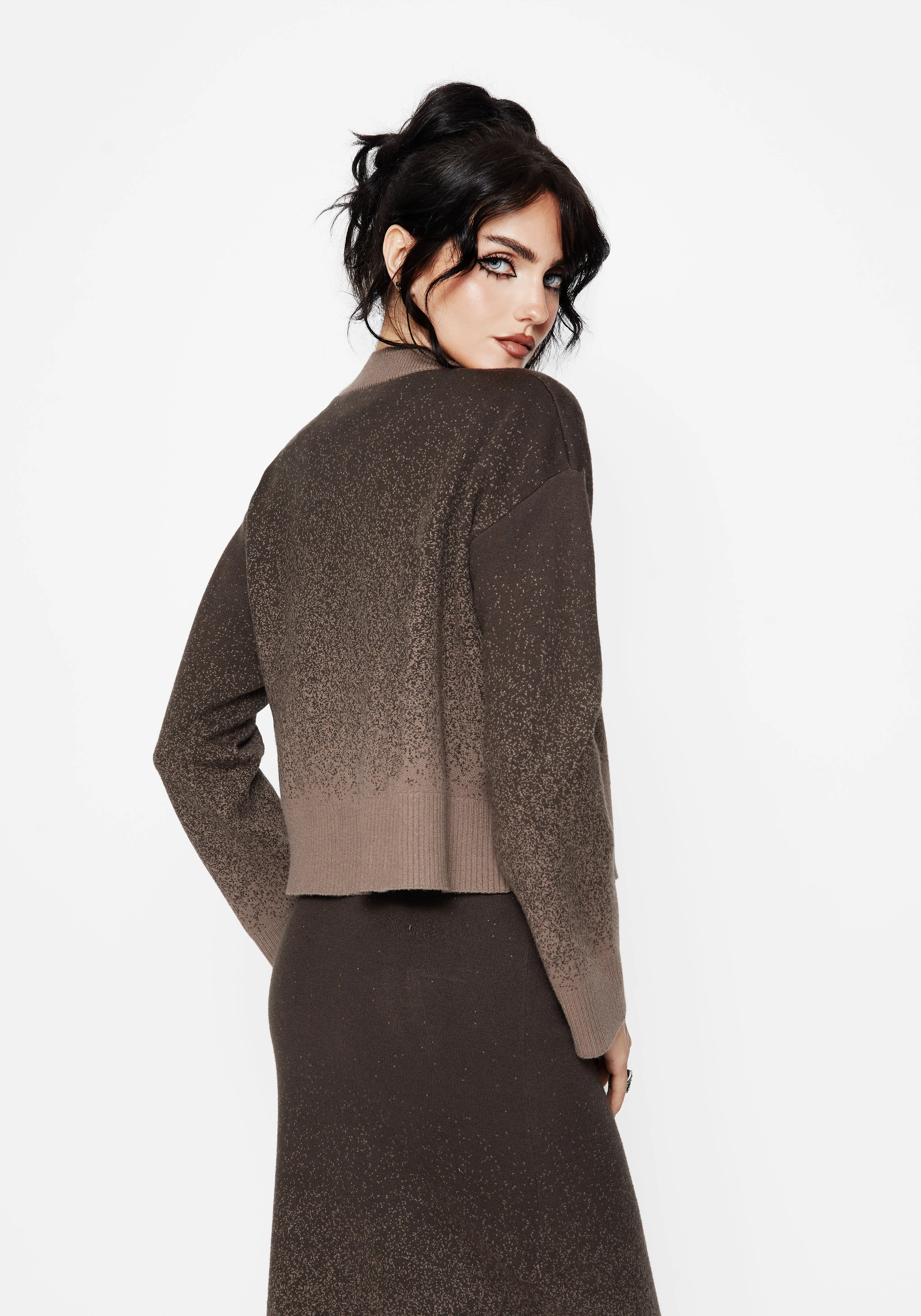 anniversary Layered Nightjar Ombre Knit Cardigan - Taupe