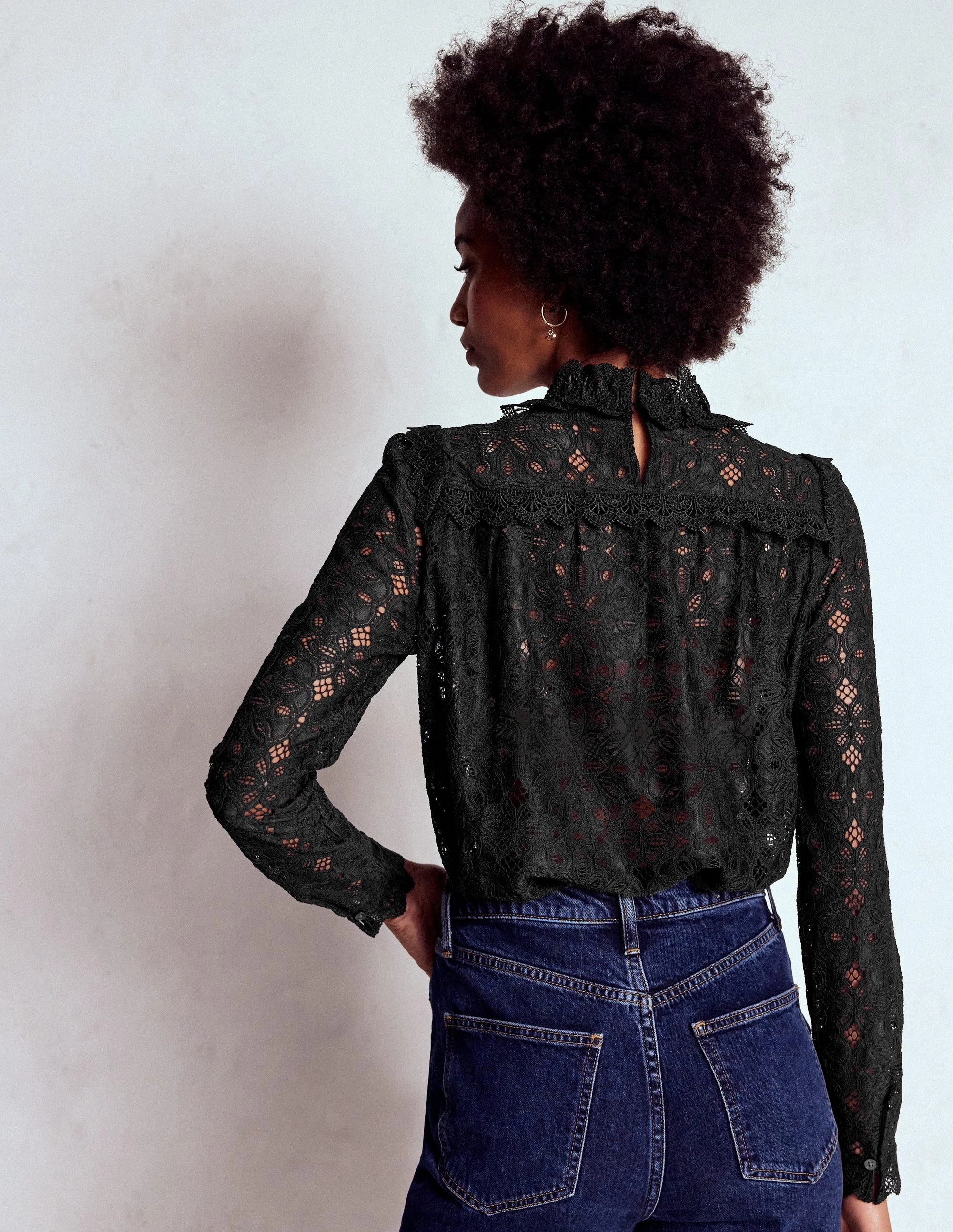Ultra Soft Texture Lace Trim Detail Top-Black Unmatched Durability