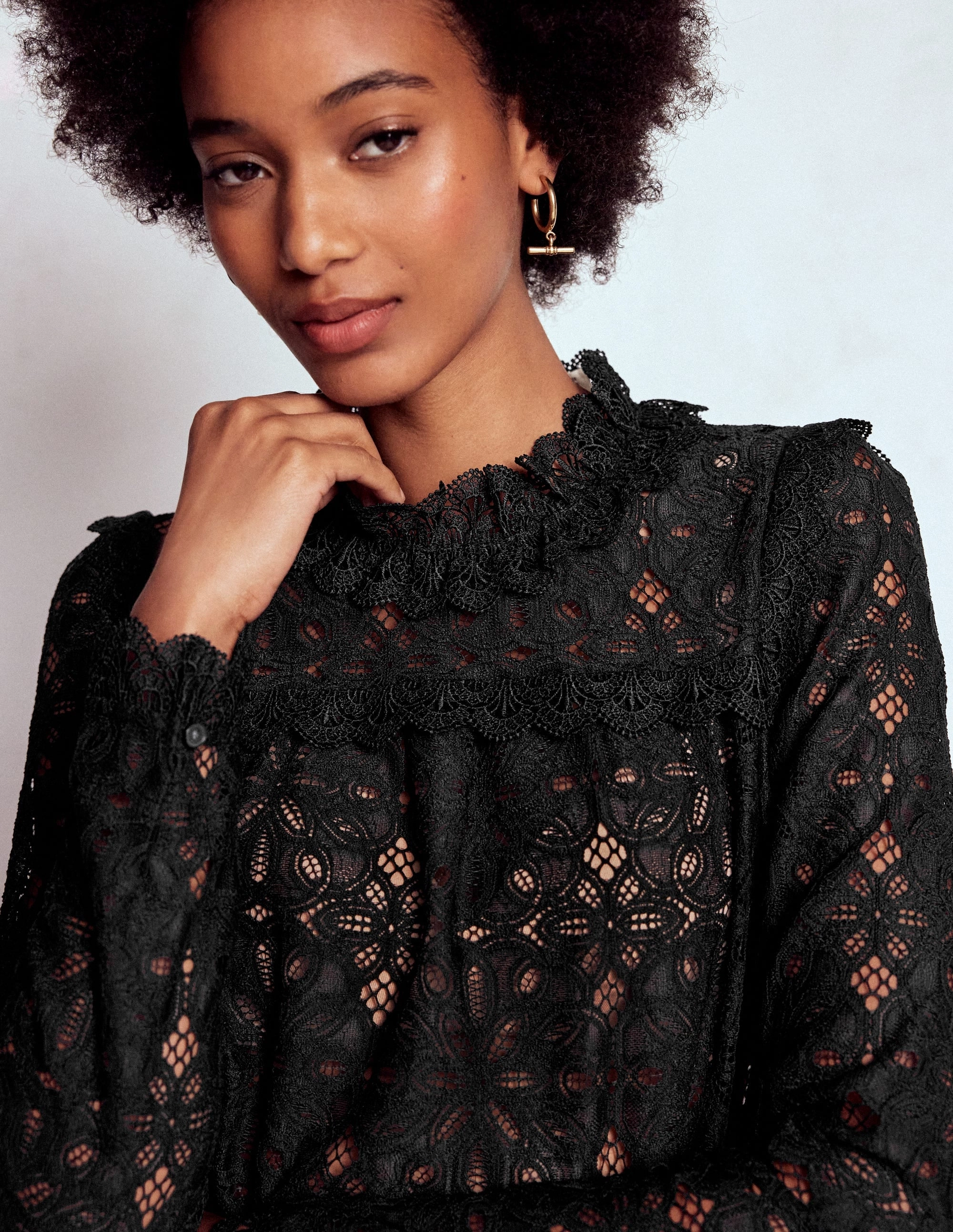 Lace Trim Detail Top-Black Unmatched Durability AthleisureCompatible
