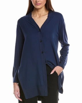 Soft Knit Layer Lafayette 148 New York Button Front Silk & Wool Cardigan