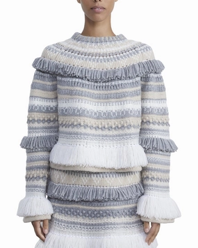 Fashion Layers Comfy Style Lafayette 148 New York Fair Isle Fringe Wool Sweater