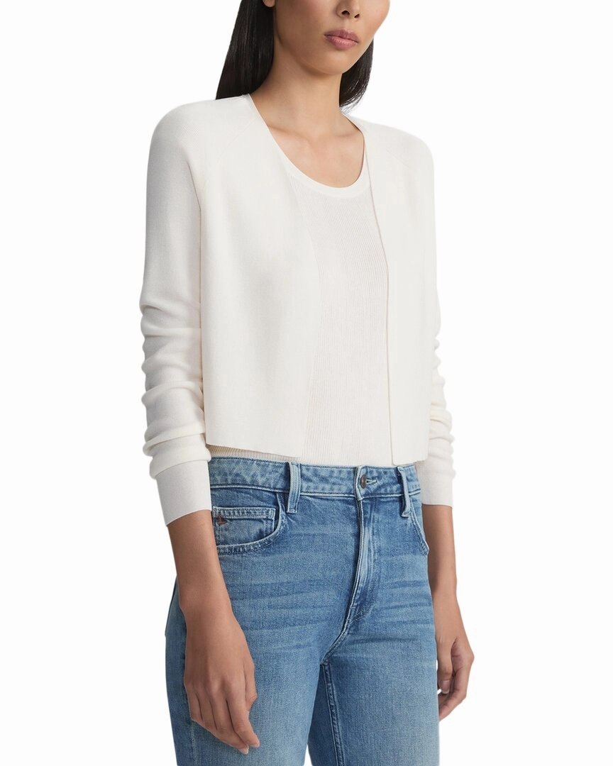 Lafayette 148 New York Plus Cropped Open Front Silk-Blend Cardigan Eco Conscious Processing Thermal Lining