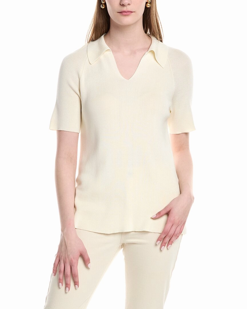 Lafayette 148 New York Split Neck Polo Sweater Snuggle Style