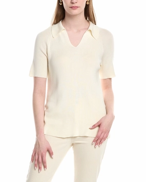 Lafayette 148 New York Split Neck Polo Sweater Snuggle Style