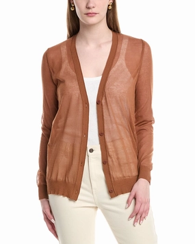 Cozy Knit Style Lafayette 148 New York V-Neck Button Front Wool-Blend Cardigan