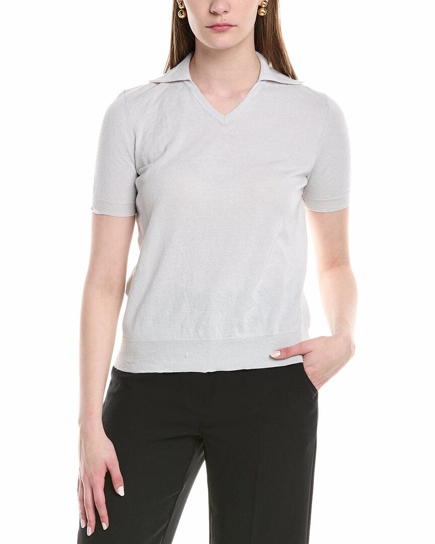 Lafayette 148 New York V-Neck Cashmere & Silk-Blend Polo Sweater Durable Construction