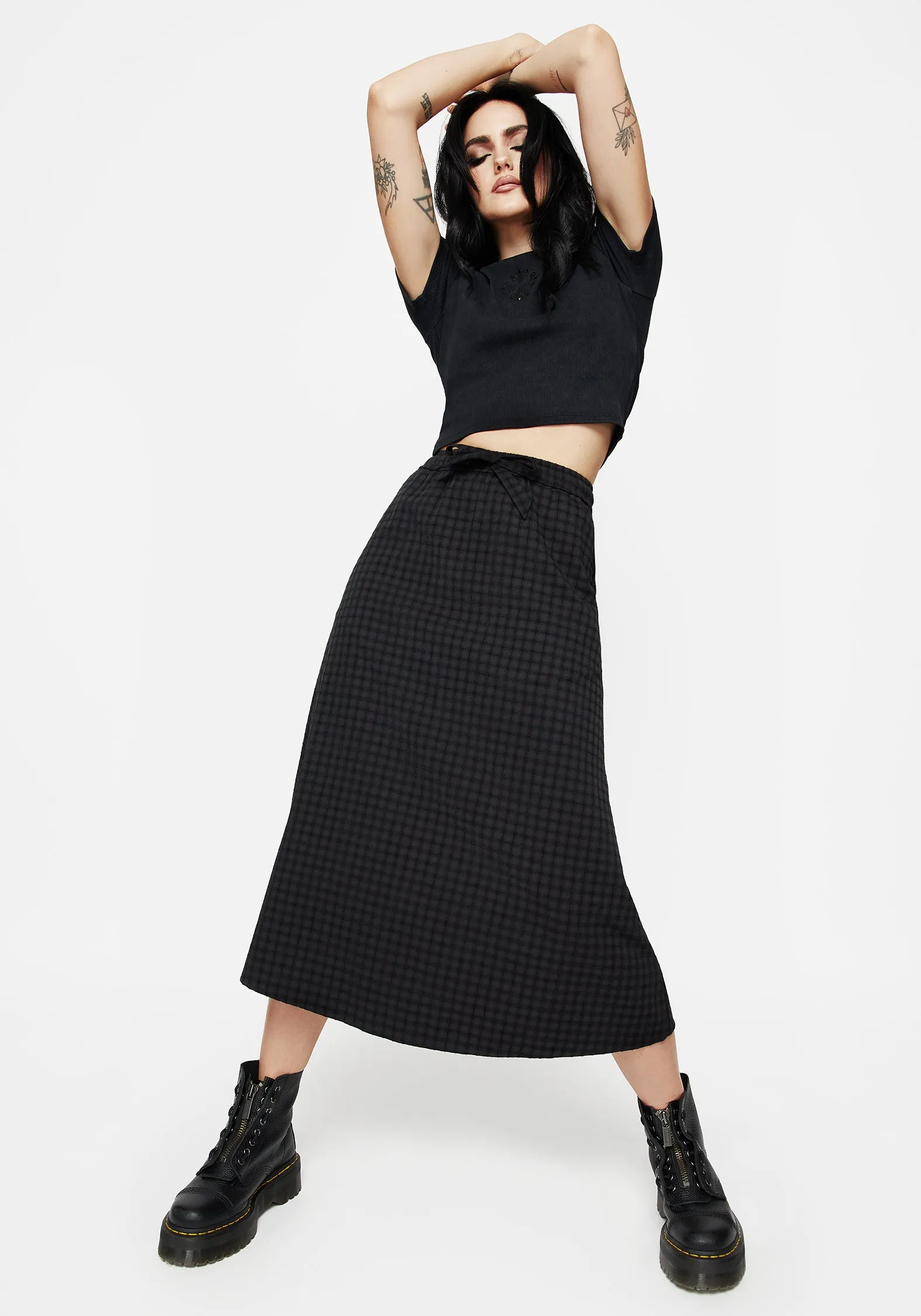 Ziggy Check Midi Skirt High Density Weave