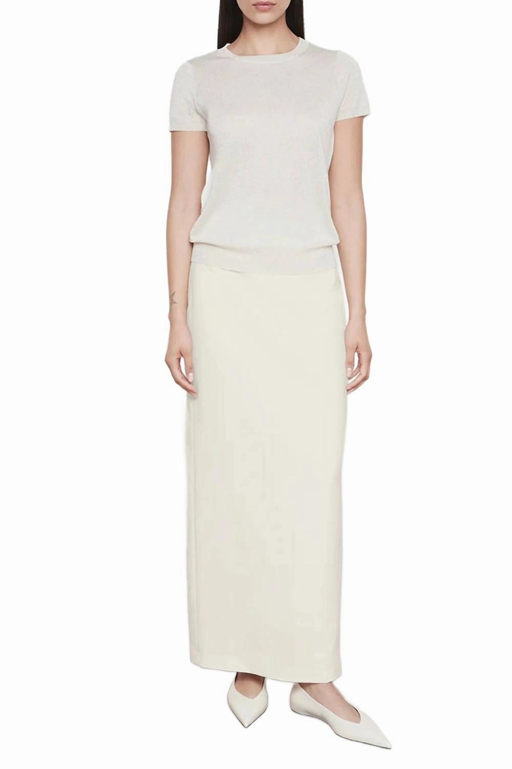 Anti Pilling Finish Lam Short Sleeve Sweater In Champagne