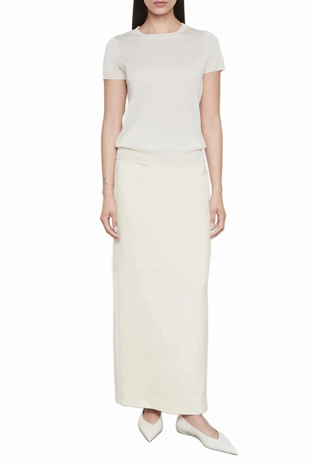 Soft and Stylish Layered Style Wear Lam Short Sleeve Sweater In Champagne