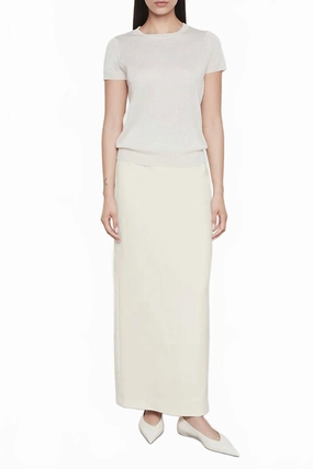 Snug Fit Knit Lam Short Sleeve Sweater In Champagne
