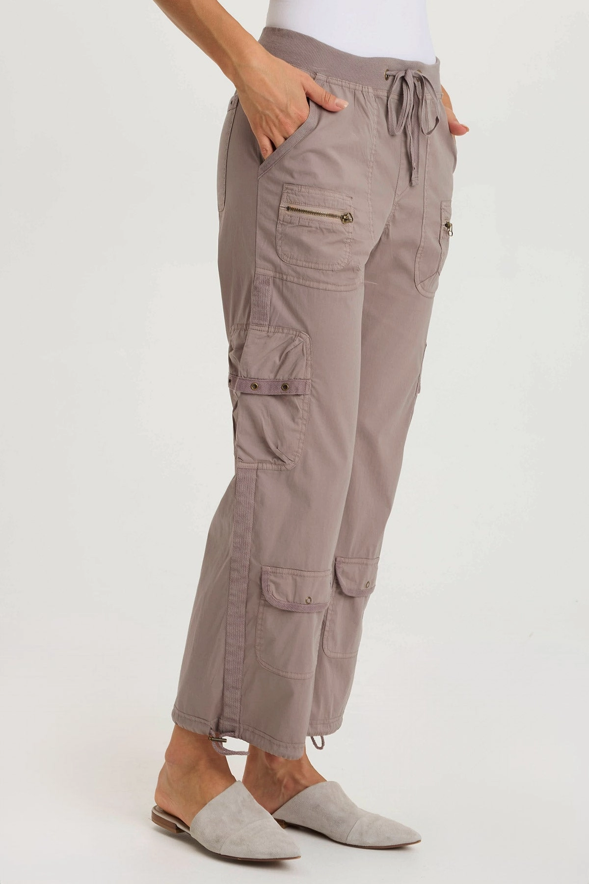 Langley Poplin Cinched Leg Cargo Pant Stretch Fit Wear Everyday Comfort Wear