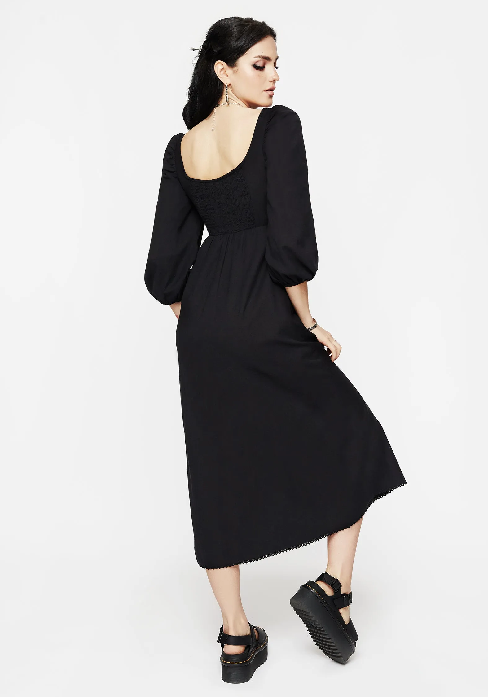 Breathable Material Light Aesthetic Larissa Hand Embroidered Smocked Midaxi Dress
