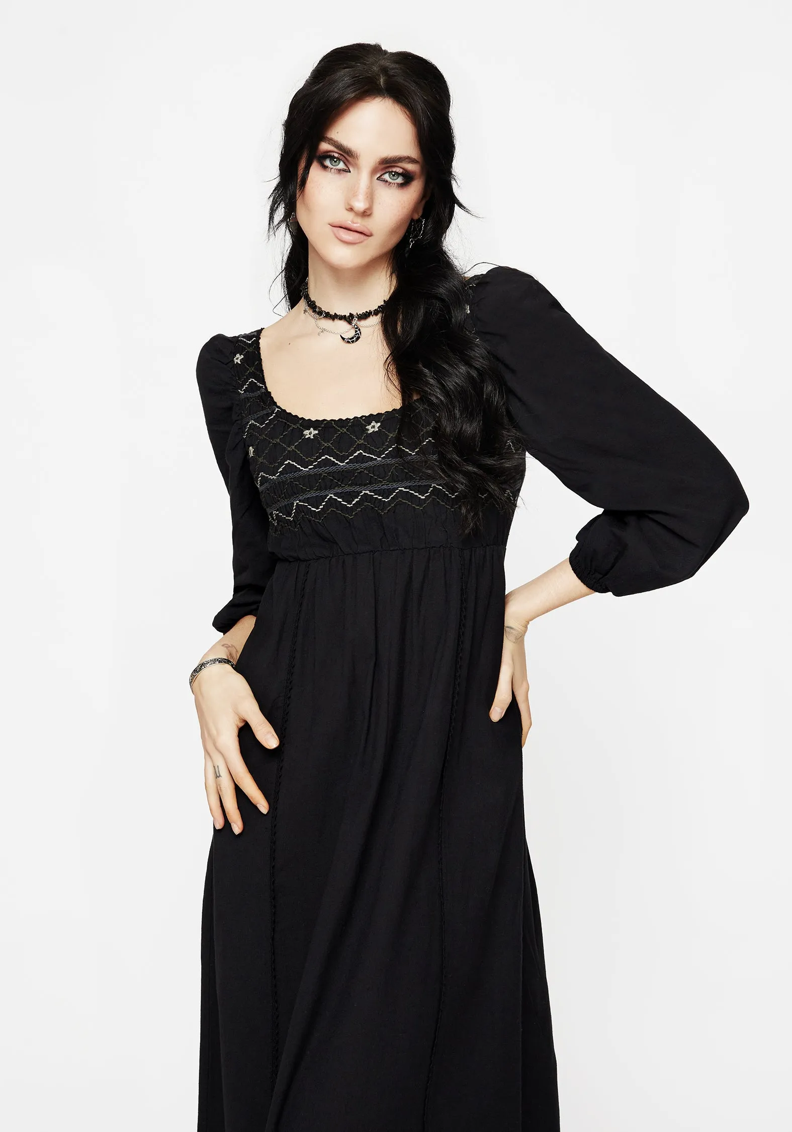 Larissa Hand Embroidered Smocked Midaxi Dress Cool Look