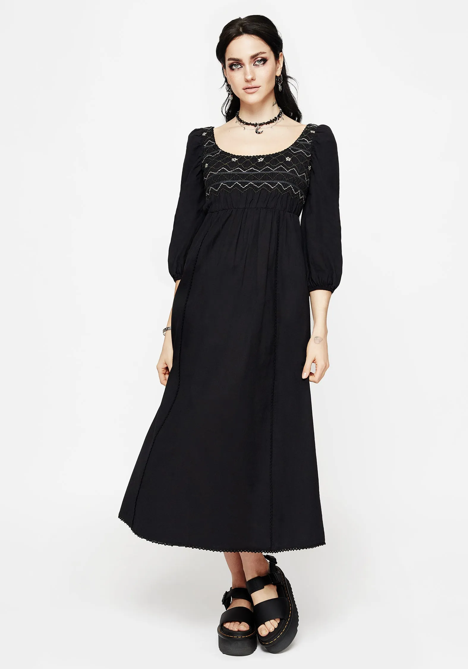 Beauty Feel Larissa Hand Embroidered Smocked Midaxi Dress