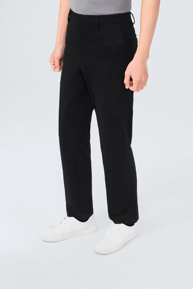 CottonSTRETCH Lightweight Knit Smart Pants | Black BKFD01 Comfy Fit Seamless Waist Technology