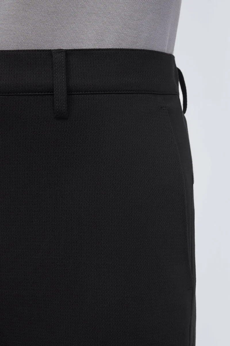 SecureZipperClosures Basic Look CottonSTRETCH Lightweight Knit Smart Pants | Black BKFD01
