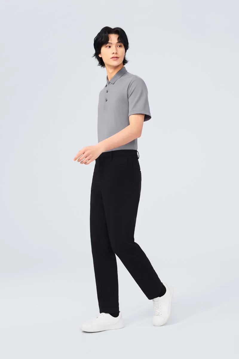 Easy Layer Minimal Waist CottonSTRETCH Lightweight Knit Smart Pants | Black BKFD01