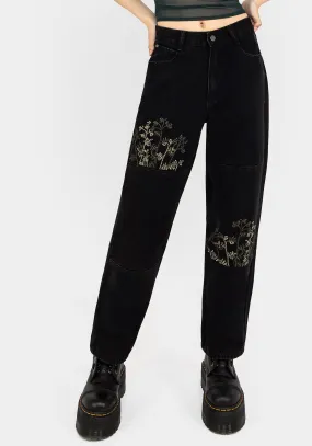 Buckthorn Embroidered Denim Barrel Leg Jeans Everyday Motion Stay Stylish