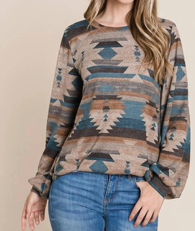 Comfortable Knit Warm And Comfortable Aztec Print Sweater In Brown