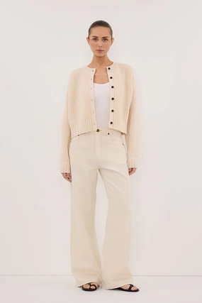 Double Layered Collars EVALINA SANDSTONE KNIT CARDIGAN