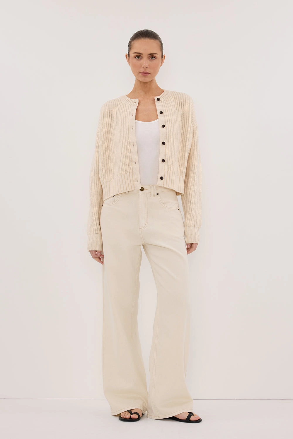 Essential Wardrobe Effortless Warmth EVALINA SANDSTONE KNIT CARDIGAN