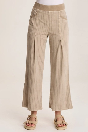 Bold Waistband Laughlin Striped Linen Wide Leg Pant