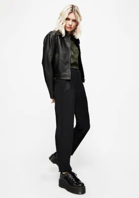 Marsilea Fern Embroidered Tapered Tailored Trousers Comfort Wear Trendy Design