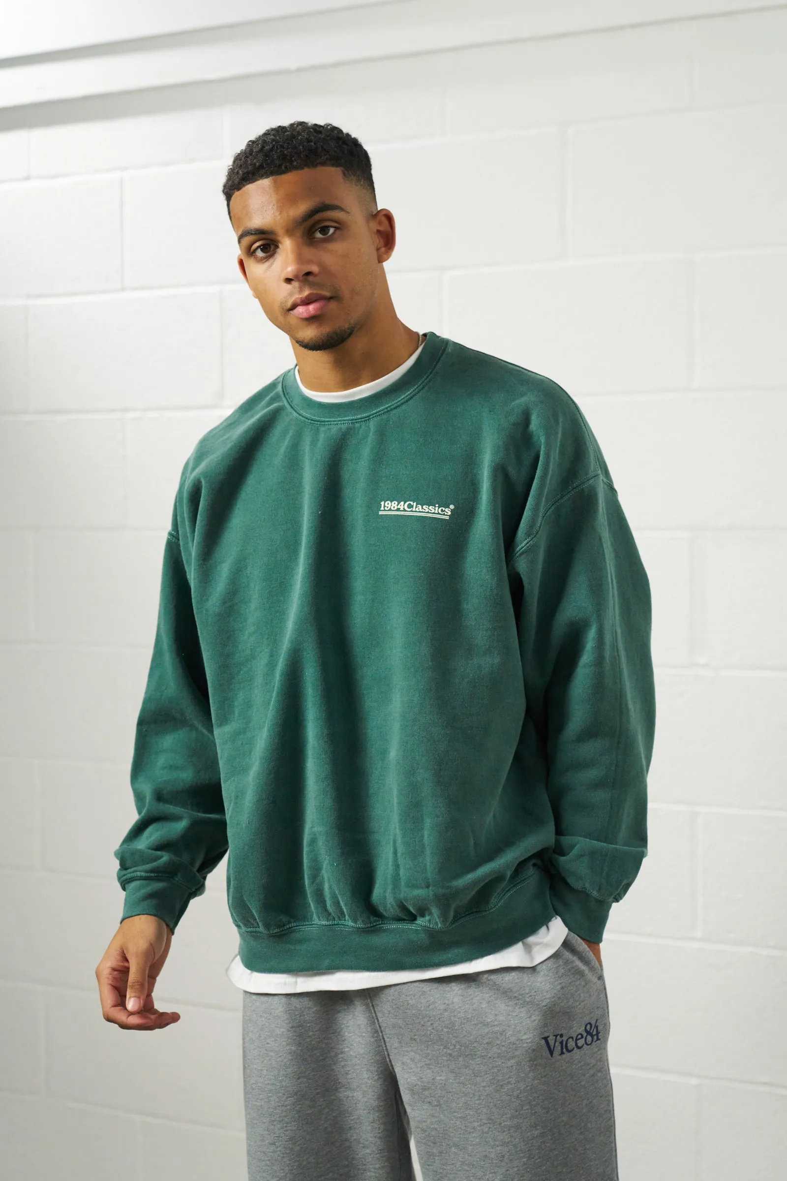 Vice 84 'Classics' Vintage Washed Sweater - Forest Layered Look