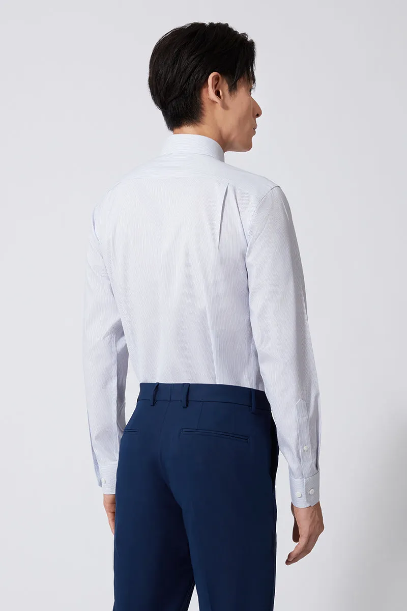 birthday celebration Stretch Fit Technology Wrinkle-Free Pinpoint Oxford Dress Shirt | Navy Stripes 1143NZ