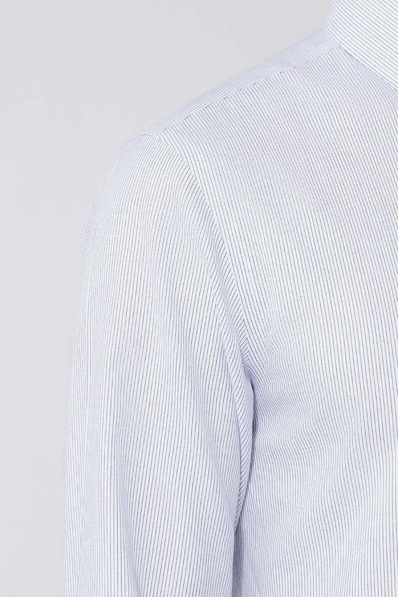 Wrinkle-Free Pinpoint Oxford Dress Shirt | Navy Stripes 1143NZ Abstract print