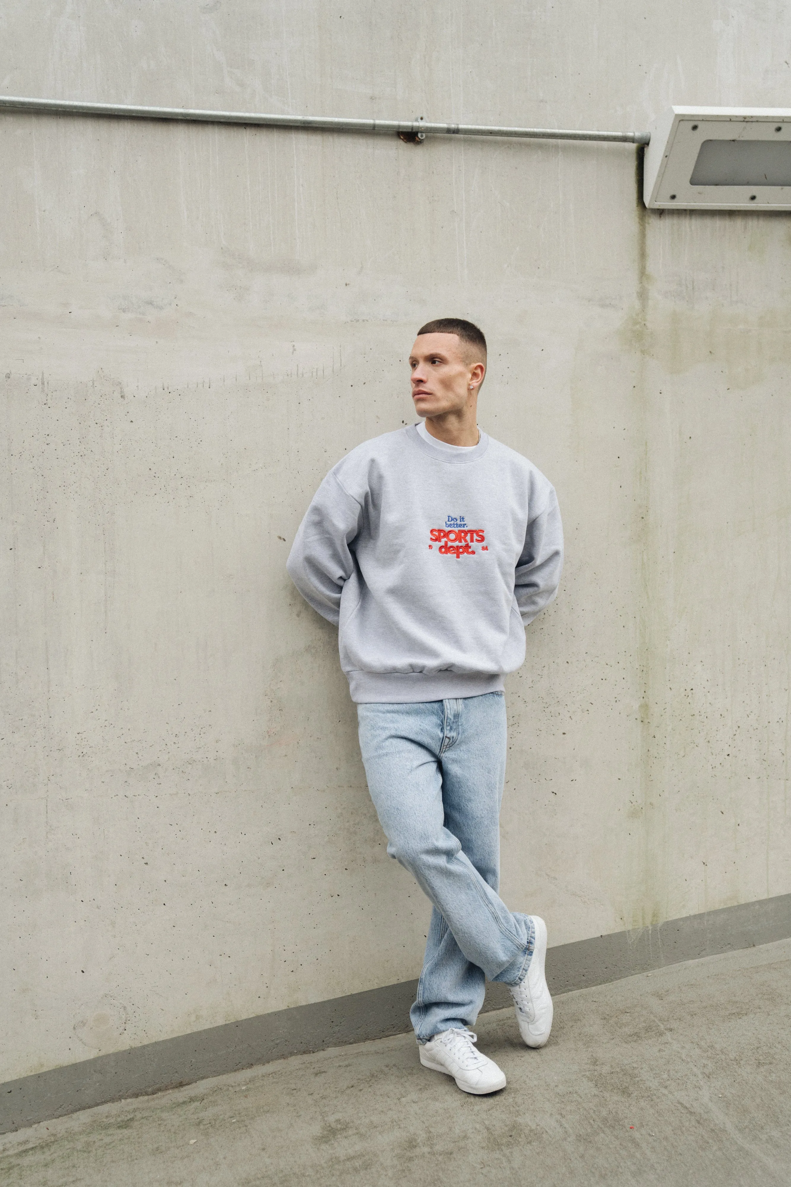 Vice 84 'Sports Dept' Heavyweight Embroidered Sweater - Ash Fashion Layers