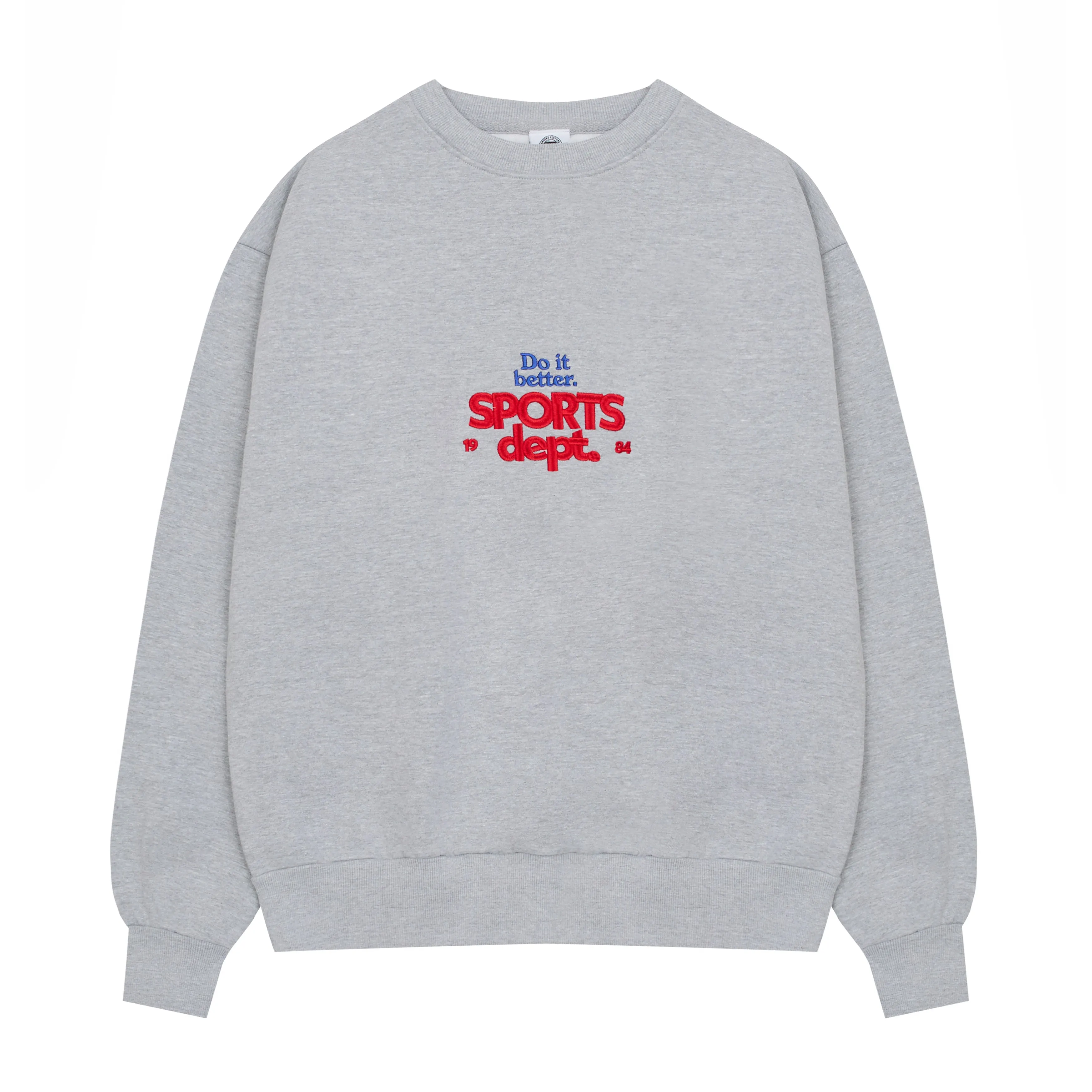 Vice 84 'Sports Dept' Heavyweight Embroidered Sweater - Ash Chilly Look