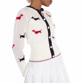 Thom Browne Ladies Cotton Pointelle Hector Cardigan Simple Cozy Knit Apparel
