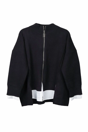 Layered Mock Neck Pullover In Black Seasonal Layers