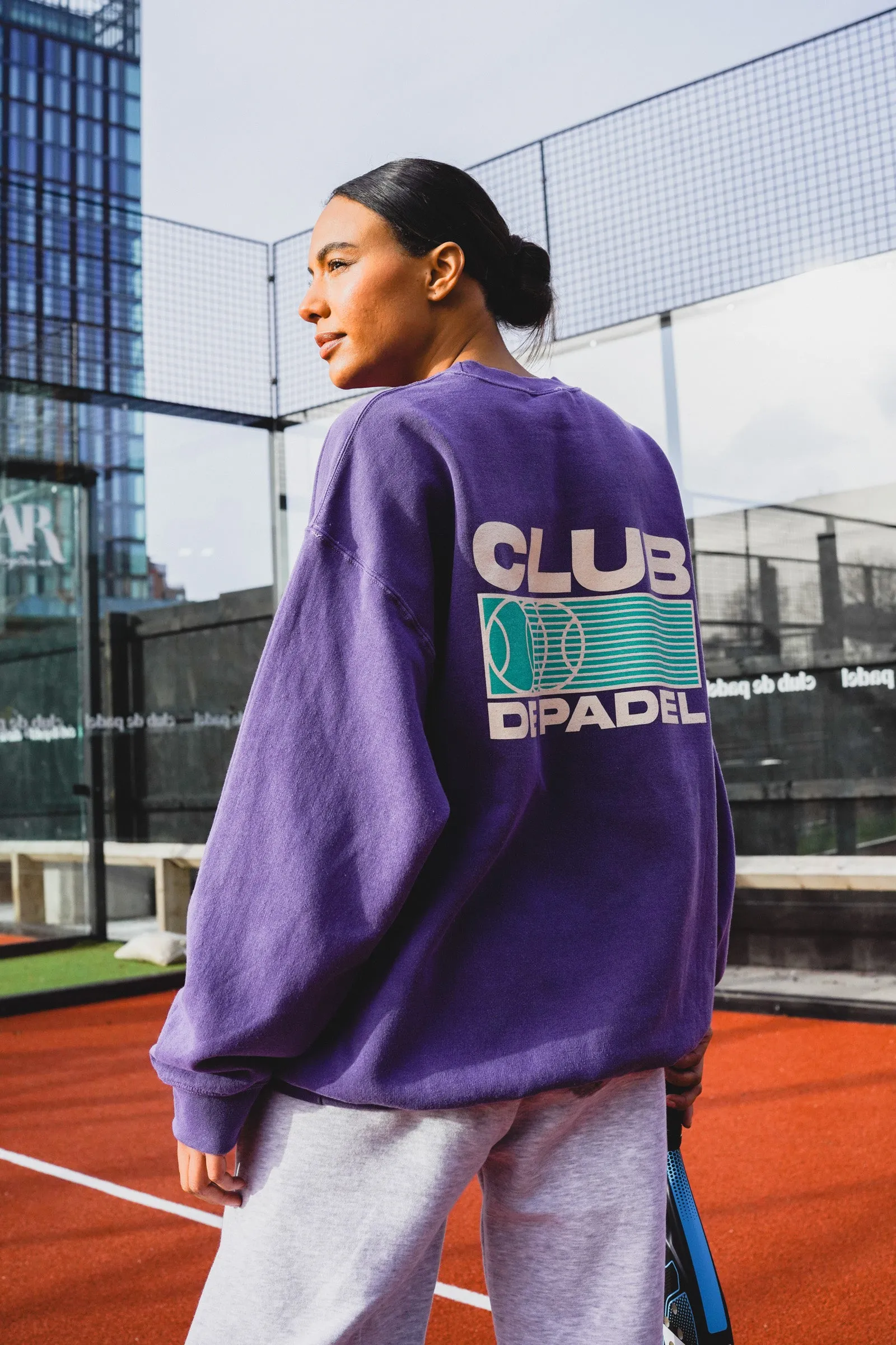 Wrinkle Resistant Knit Modern Look Club de Padel 'Heritage' Vintage Washed Sweater - Violet