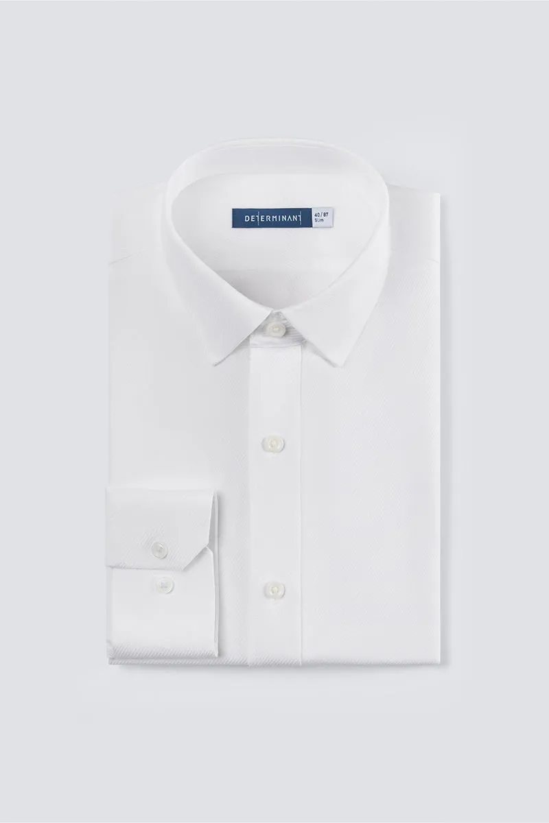 Roomy Cut Modern Aesthetic Wrinkle-Free Classic Twill Dress Shirt | White WH001Z