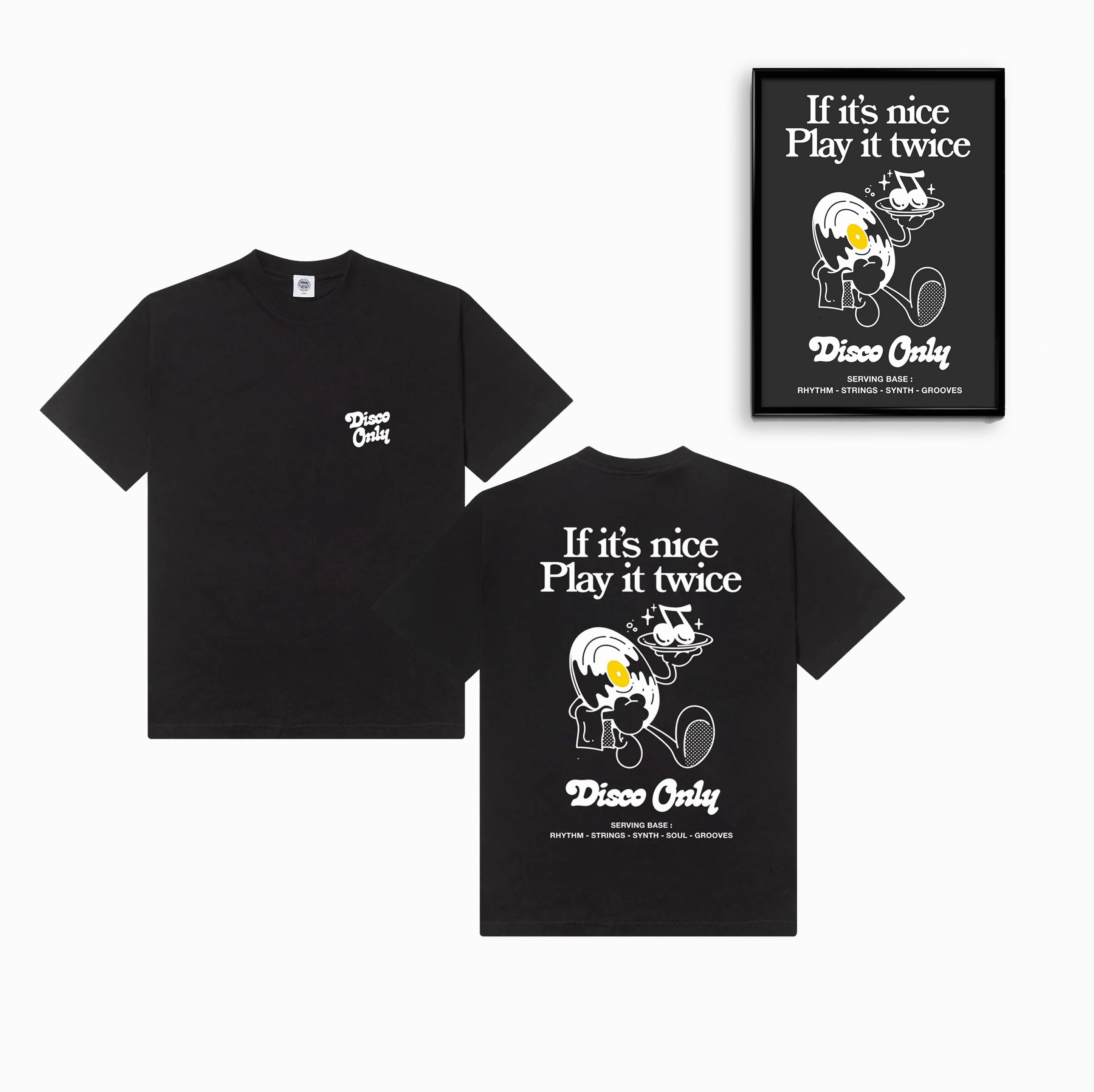 Trendy Tops DISCO ONLY 'Play It Twice V2' Tee & Print Bundle - Black