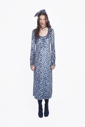 Posie Stretch Velvet Long Dress With Slit Sleek Fit