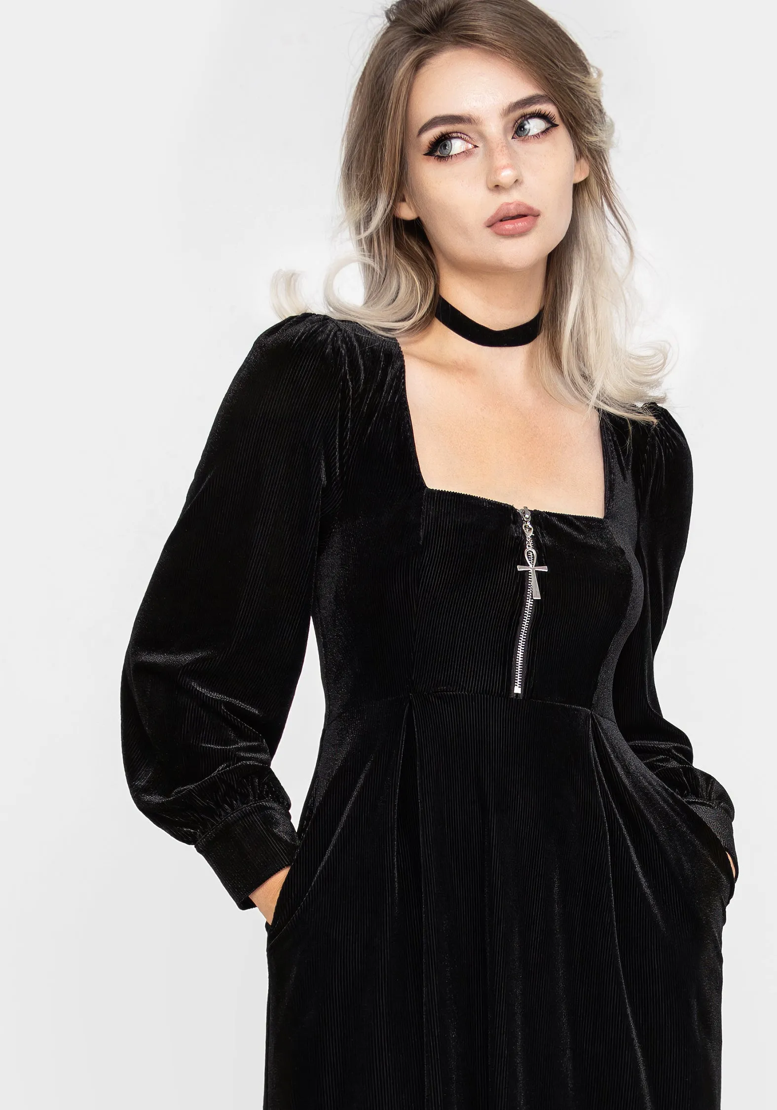 Legacy Zip Front Midi Dress Natural Light