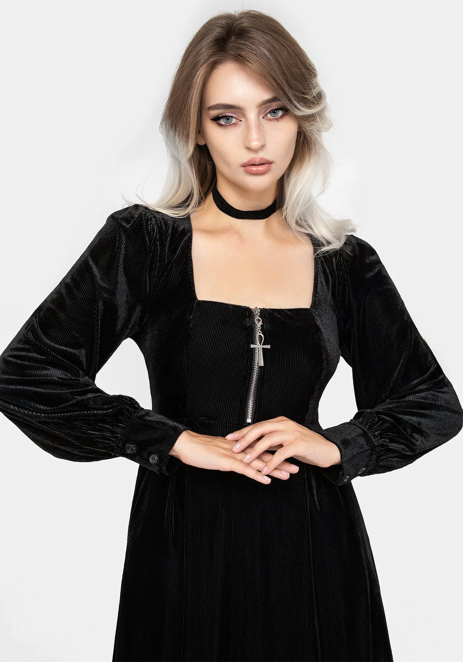 Spring Vibe Street Style Legacy Zip Front Midi Dress