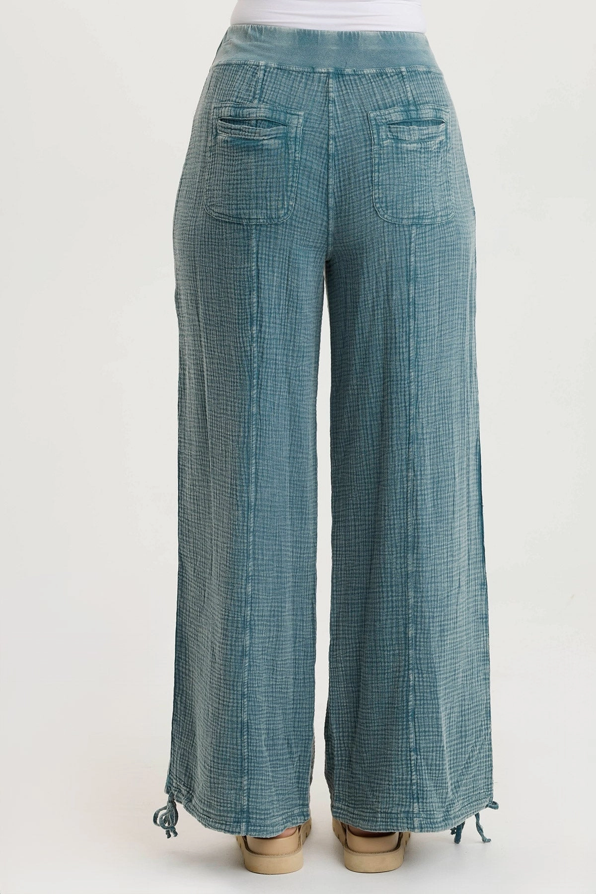 Lenka Gauze Cinched Wide-Leg Pant Flexible Material Lightweight Design