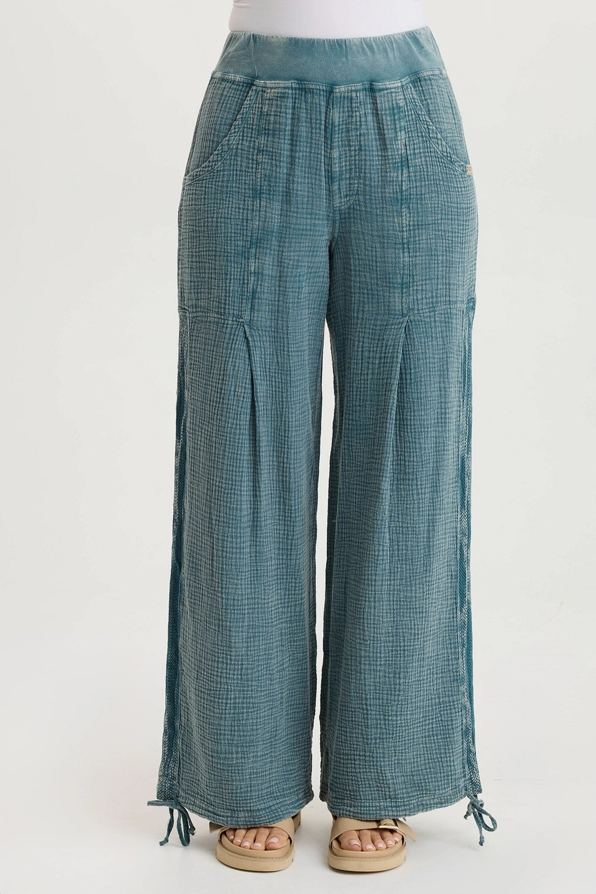 Lenka Gauze Cinched Wide-Leg Pant Stretchable Comfort Functional Comfort