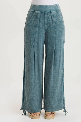 Lenka Gauze Cinched Wide-Leg Pant Stretchable Comfort Functional Comfort