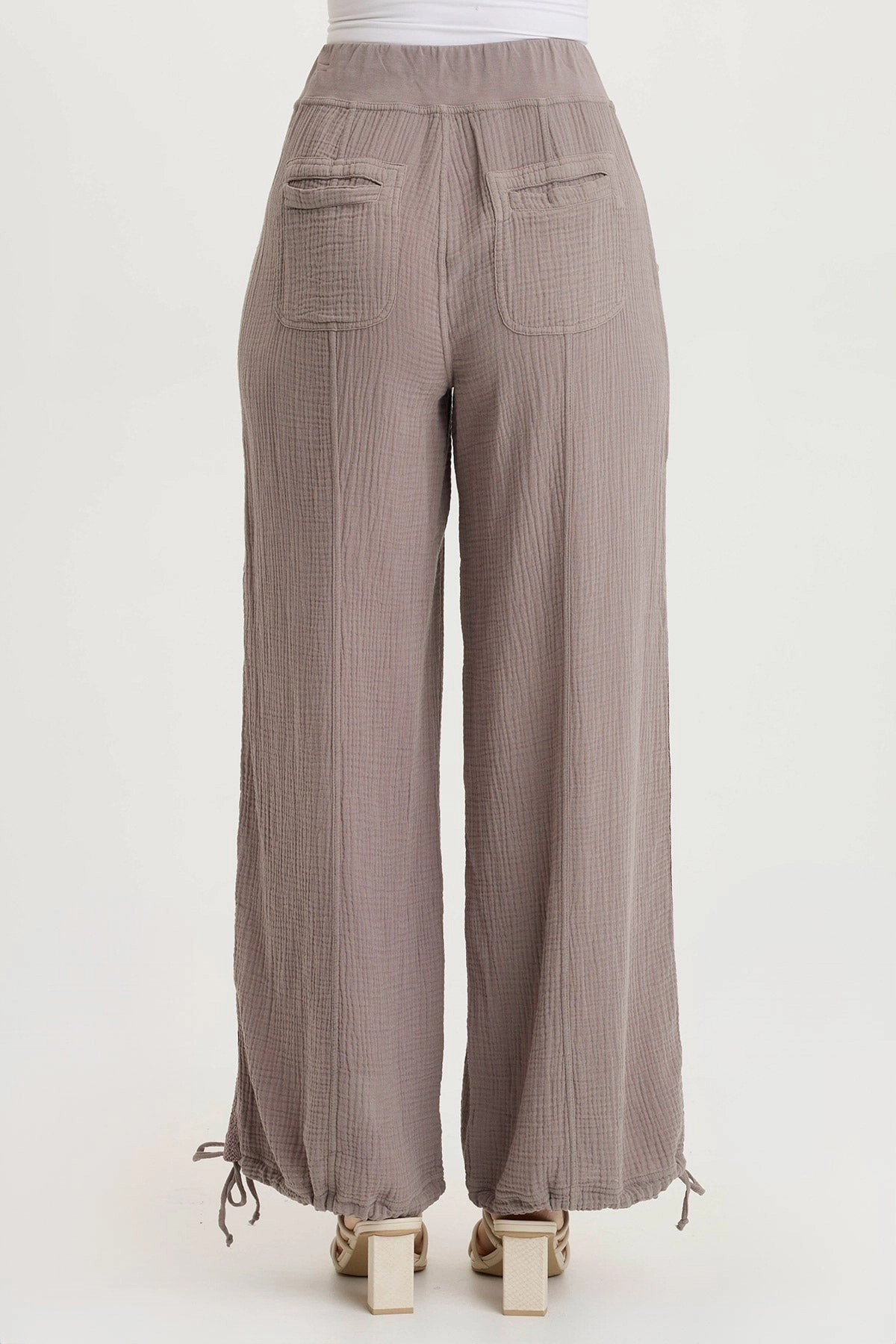 Casual Stretch Wear Soft and Cozy Lenka Gauze Cinched Wide-Leg Pant
