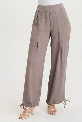 Lenka Gauze Cinched Wide-Leg Pant All Purpose Wear Quick Layering