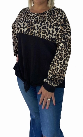 Fashion Knitwear Trendy Knitwear Leopard Color Block Knot Top In Multi